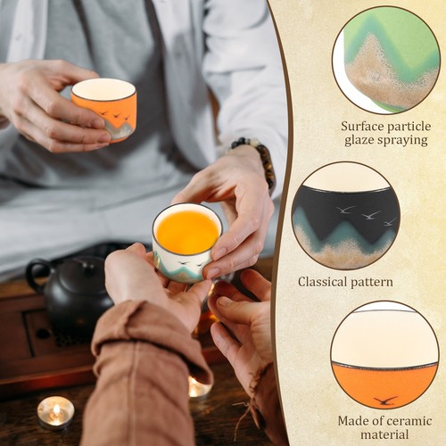 4Pcs Ceramic Tea Cup Mountain Pattern Teacup Set 50ml Ceramic Tea Cup with tihmP - Picture 3 of 11