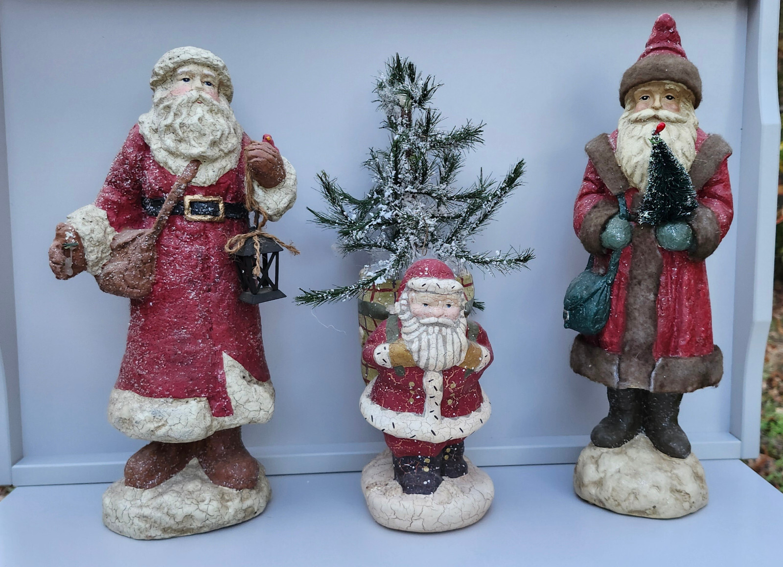 Midwest Old World Santas Crackle Finish, Christmas Tree 3 Cannon Falls Figurines