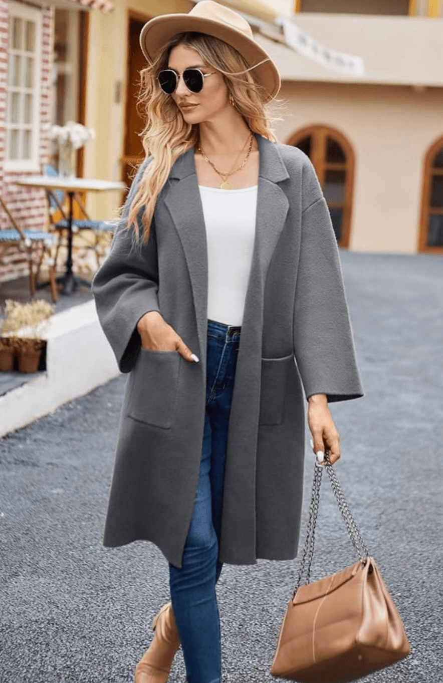 Grace Karin Small Grey Collared Sweater Jacket NWT  