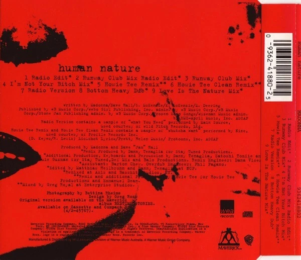 MADONNA CD Human Nature 9 TRACK Australian Pressing 1995 MINT / UNPLAYED Ver.#2 - Image 3 of 4