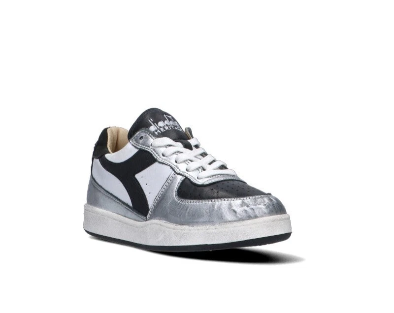 DIADORA HERITAGE Sneaker donna argento-nera in pelle - Immagine 2 di 4