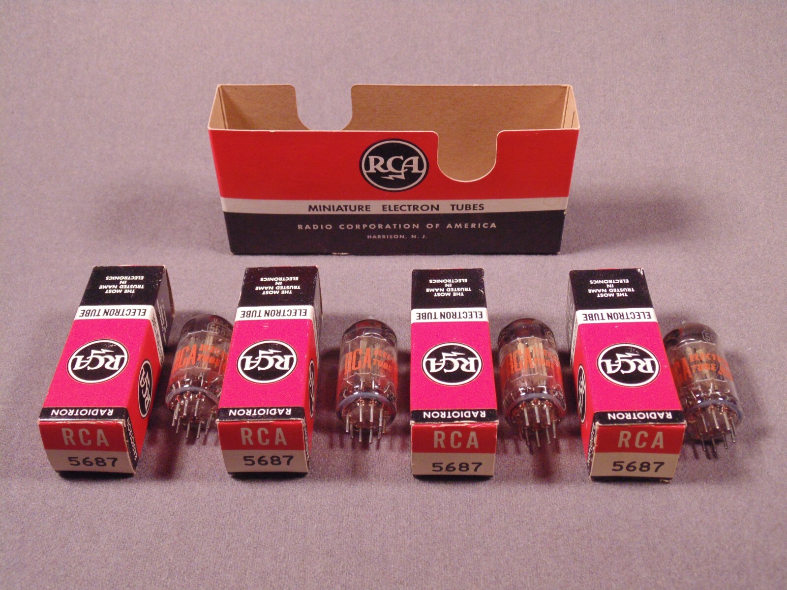 4 5687 RCA 1960s Bronze Plate HiFi Radio Amp Vintage Vacuum Tubes Codes