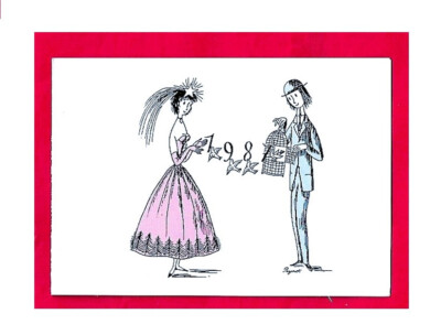 postal greeting card drawing PEYNET 1987