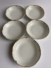 Antique Haviland Limoges France Porcelain Lot of 5 Dessert Bowls 5 D Gold Trim