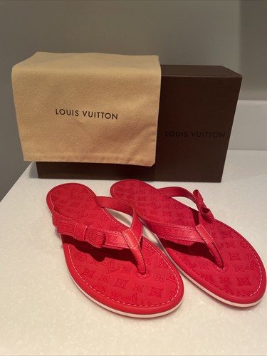 LOUIS VUITTON LOGO Flip Flops SZ 38 