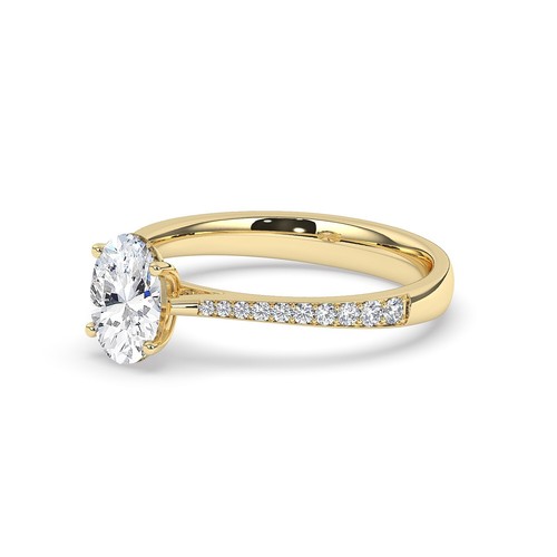 Oval Solitaire 18K Yellow Gold Engagement Ring, 0.50 ct, Natural GIA - Picture 9 of 21