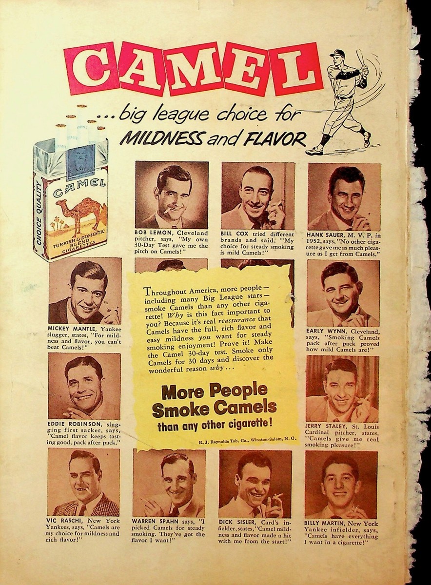who smokes camel cigarettes Doctors Smoking Vintage Ad Metal Poster Original Camel's Cigarettes Ad: Baseball;