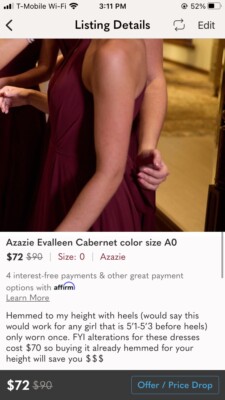 Azazie Evalleen cabernet bridesmaid dress size A0 | eBay