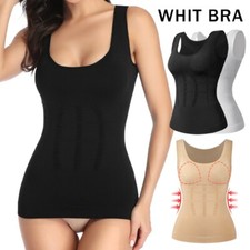 Women Cami Shaper Tank Top with Built in Bra Removable Pads Camisole Body Shaper