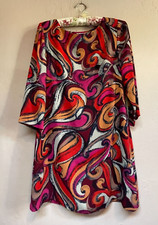 Maeve Anthropologie Flavia Swirl Print Shift Dress Small Abstract Red Orange