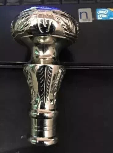 Silver Brass Solid Knob Head Handle Cane Wooden W… - image 1