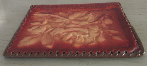 Protège livre en peau cuir marron 21 x 15 cm à décor floral rose en relief - Bild 8 von 8