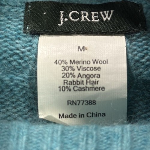J Crew Cable Knit Turtleneck Sweater SZ M teal/aqua fisherman cashmere/wool EUC - Picture 2 of 5