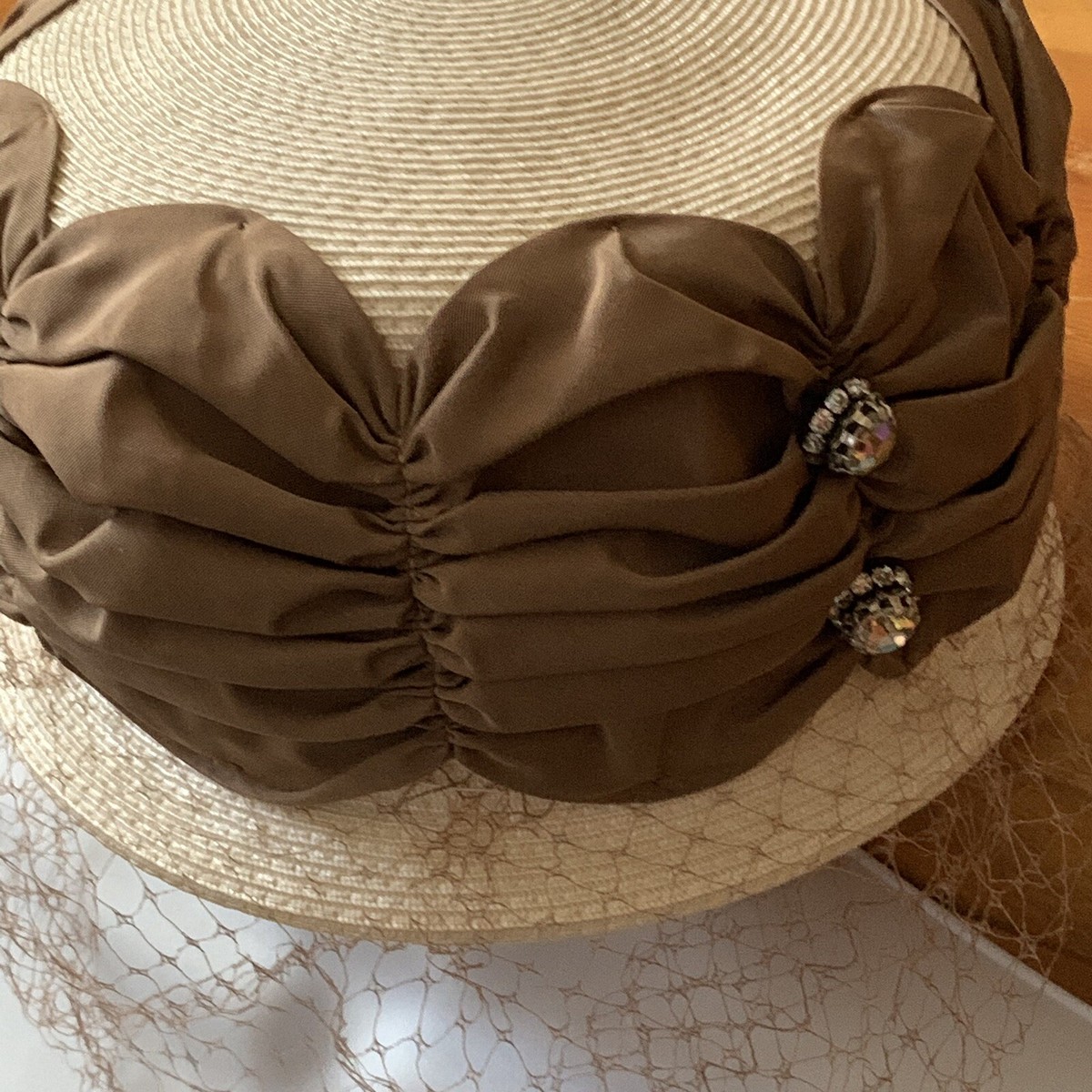 Vintage Church Hat, Rosalyn, Size 23, Brown & White | eBay