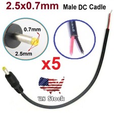 5pcs DC Power Plug cable 2.5x0.7 mm Male Led light Monitor power output cable
