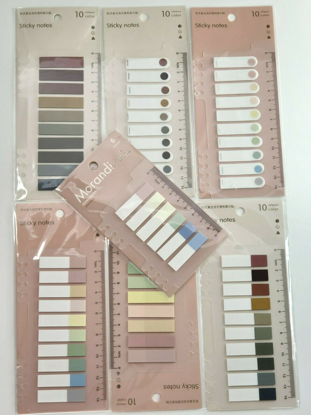 Morandi Sticky Notes 7 Packs 1320 Notes Multicolor Tab Markers-image