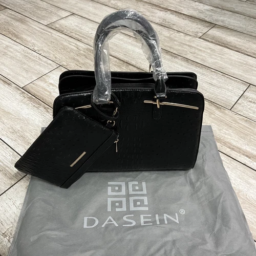 Dasein Womens Ostrich Faux Leather Handbags Satchels Ladies Purses w/Wallet NWT