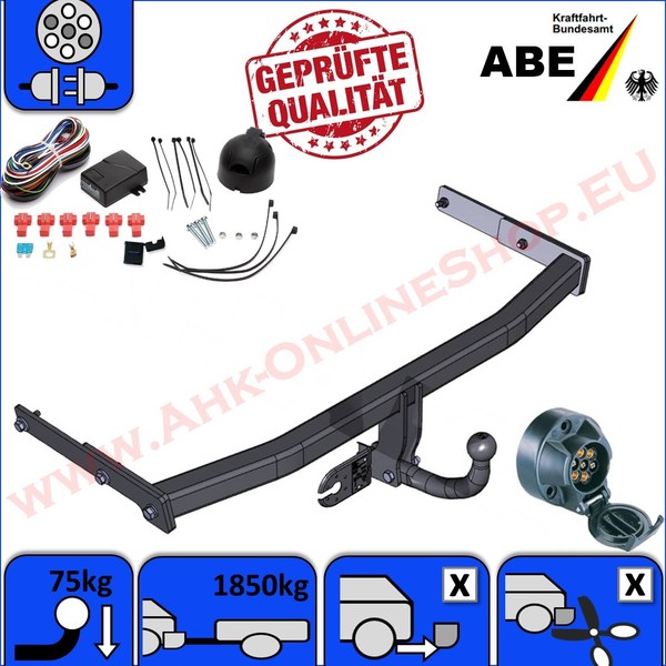 AHK ES7 FüR Audi A3 Bj 2003- AnhäNgerkupplung AnhäNgevorrichtung Esatz Komplett-image