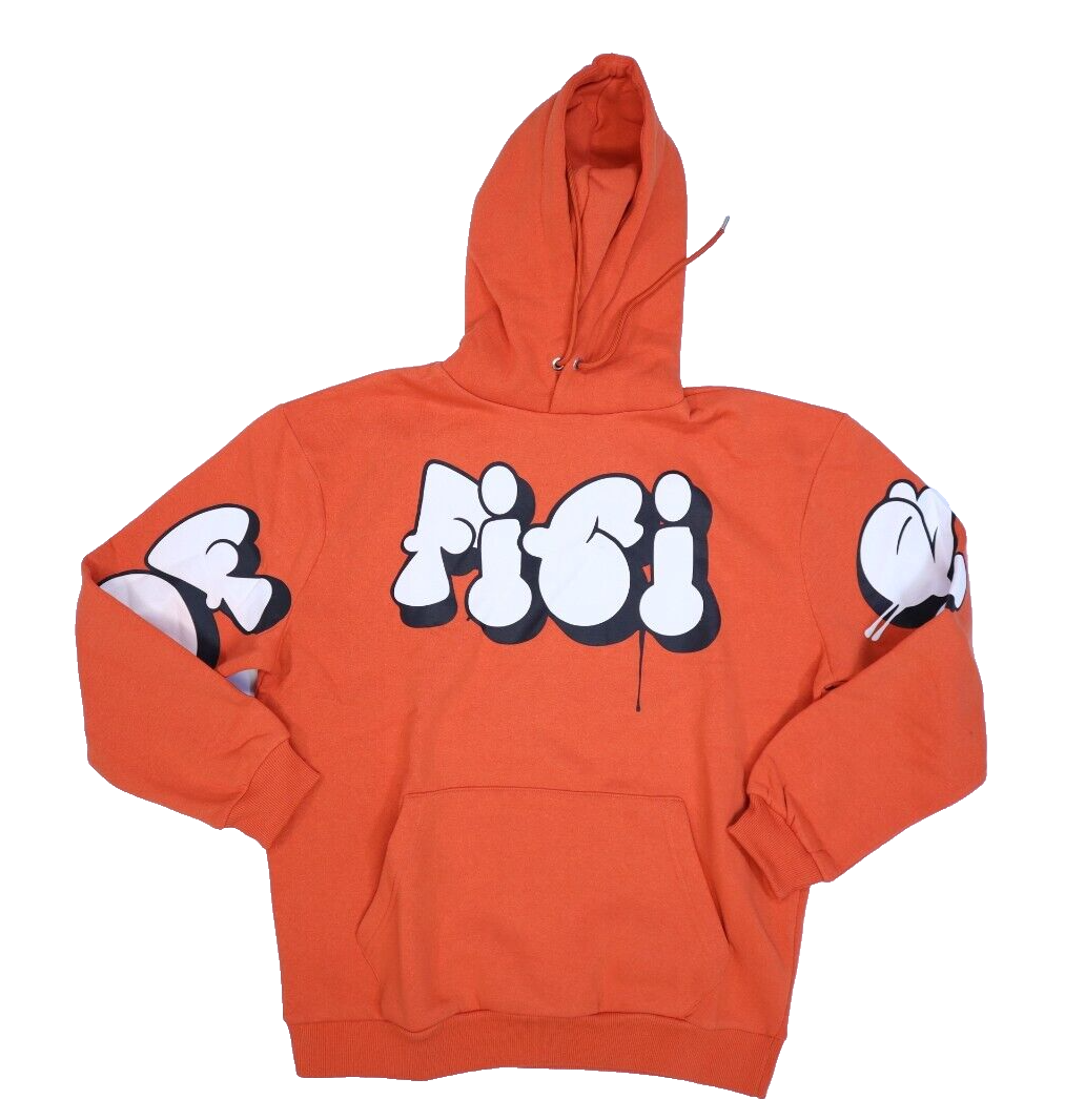 Boohoo Man Mens Orange Long Sleeve Oversized Bubble Print Hoodie