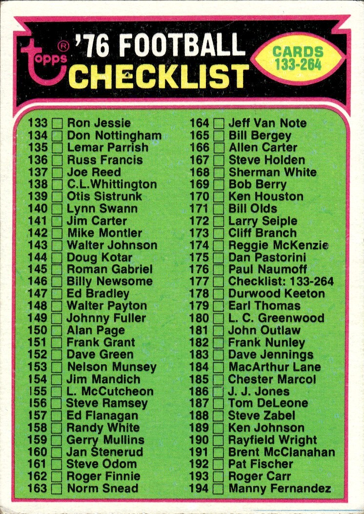 1976 Topps Checklist 265-396 #273 | eBay