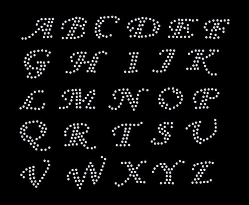 ALPHABET LETTER SHEET FANCY SM IRON-ON RHINESTONE CRYSTAL TSHIRT TRANSFER PATCH - Picture 2 of 7