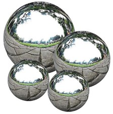 Garden Gazing Balls Stainless Steel 4PC Globes Mirror Finish Floating Pond Decor