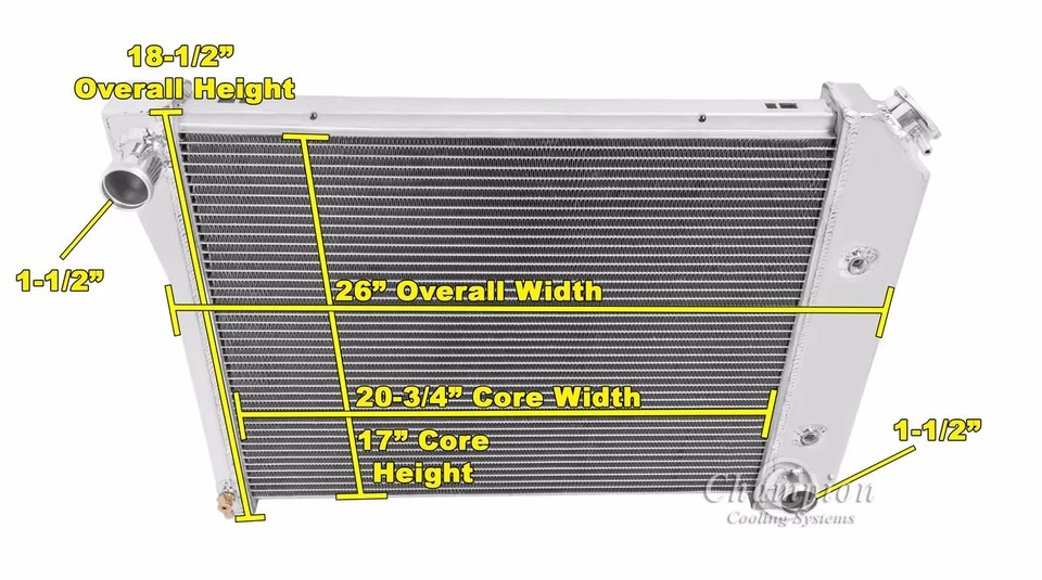 65 -67 Buick Skylark, Special, GS, Sportwagon 3 Row Radiator w 16 inch Fan DR  - Image 3 of 4