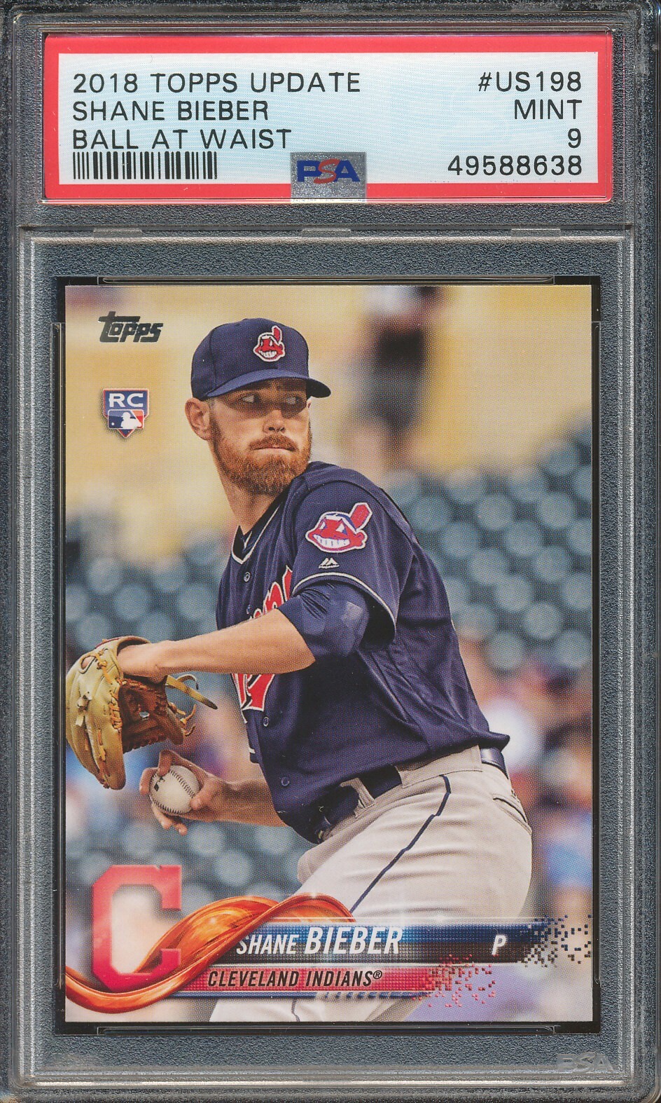 PSA 9 2018 Topps Update SHANE BIEBER Rookie Card RC #US198 Indians MINT