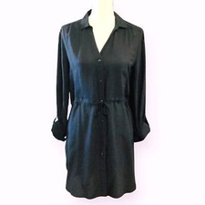 Anthropologie HD in Paris Carmina Women's Front Button Shirt Dress Black Small