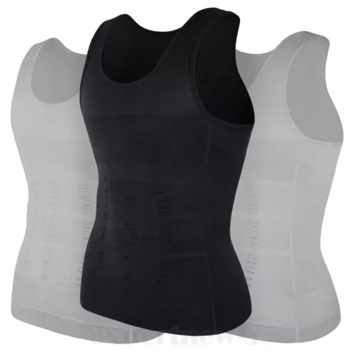 Herren 3er-Pack Schlank Body Shaper Haltung Korrektur Weste Bauch Kompression Tops USA - Bild 21 von 56