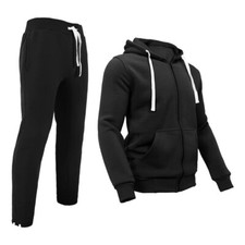 Men's 2-Piece Winter Warm Fleece Lined Black Hoodie Jogger Sweat Set XL NWT