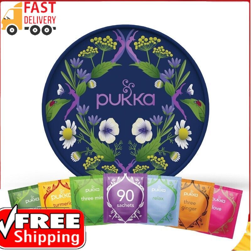 Pukka Tea Organic,Herbal Tea Sampler for Everyday Wellness,90 Tea Bags,6 Flavors