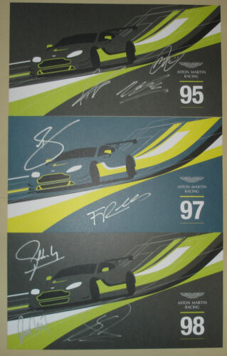 Le Mans FIA WEC Silverstone 2016 Aston Martin Racing Vantage GTE Signed Card Set - Picture 1 of 2