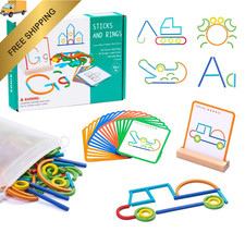 142pcs Wooden Pattern Blocks Montessori Smart 23 16.5 3.8 CM , Multi-color