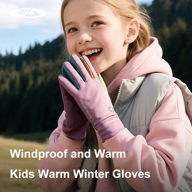 Otoño Invierno Niños Guantes Cálidos Niños Niñas Antideslizantes Suave Cálido Forrado Guantes Foto 2 de 4