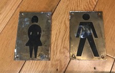 Vintage Brass Ladies & Men’s Wc Toilet Signs -(CD9)