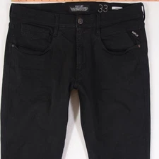 Mens Replay M914 ANBASS Stretch Slim Tapered Black Jeans W33 L34