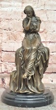 Signed Original Mario Nick Bronze Statue of a Seated Woman in a Long Dress Sale