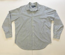Polo Ralph Lauren Long Sleeve Cotton Shirt XL Blue Green Stripes Excellent