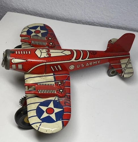 Marx Tin Windup US Army Fighter Plane As-Is K-27