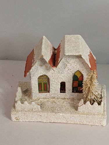 Vintage Christmas Putz House Mica Cardboard, Tree ~ JAPAN~Free Shipping!! - Picture 1 of 9