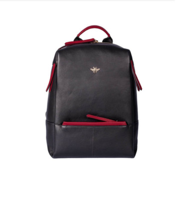 Mala Leder Mason Bee schwarz rot Rucksack Rucksack Schultertasche Reise Arbeit