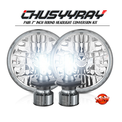 Pair 7 inch Round LED Hi/Lo Beam Headlights Bulbs fits Ford F100 F150 F250 Truck