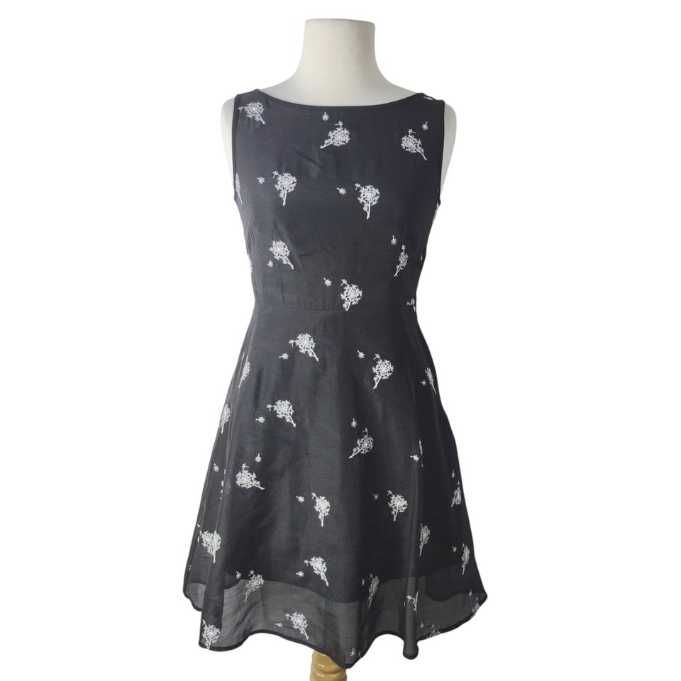 Ochirly Womens Dandelions Floral Dress Size S Black A Line Sleeveless Cocktail