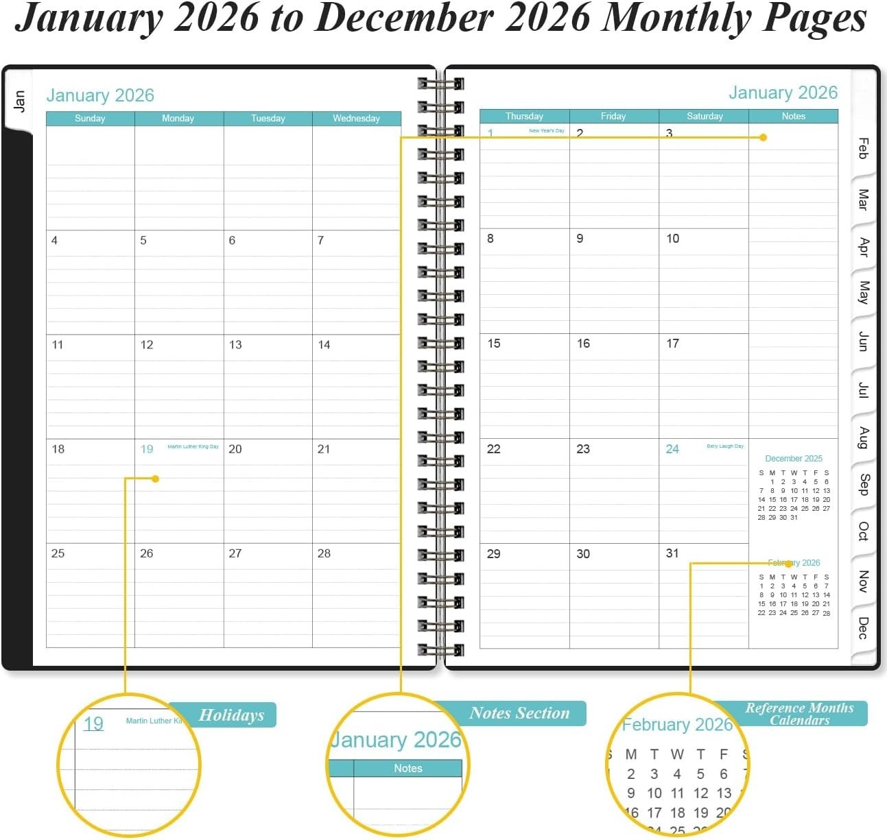 Flexible A5 Planner 2026 - Organized Monthly & Weekly Pages, Perfect for Travel