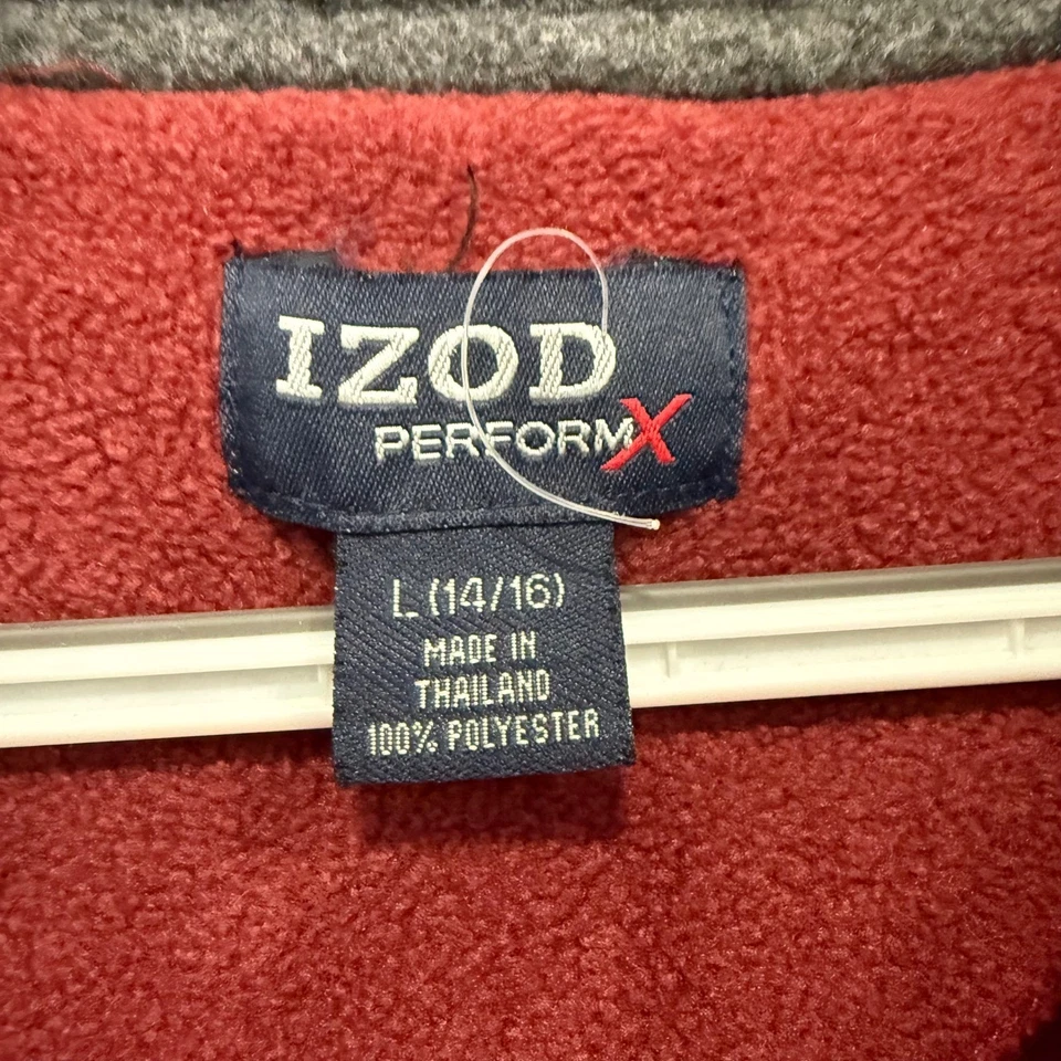 IZOD Performance Fleece Pullover Sweater Youth Large (14/16) Red Navy Gray - Image 3 of 4