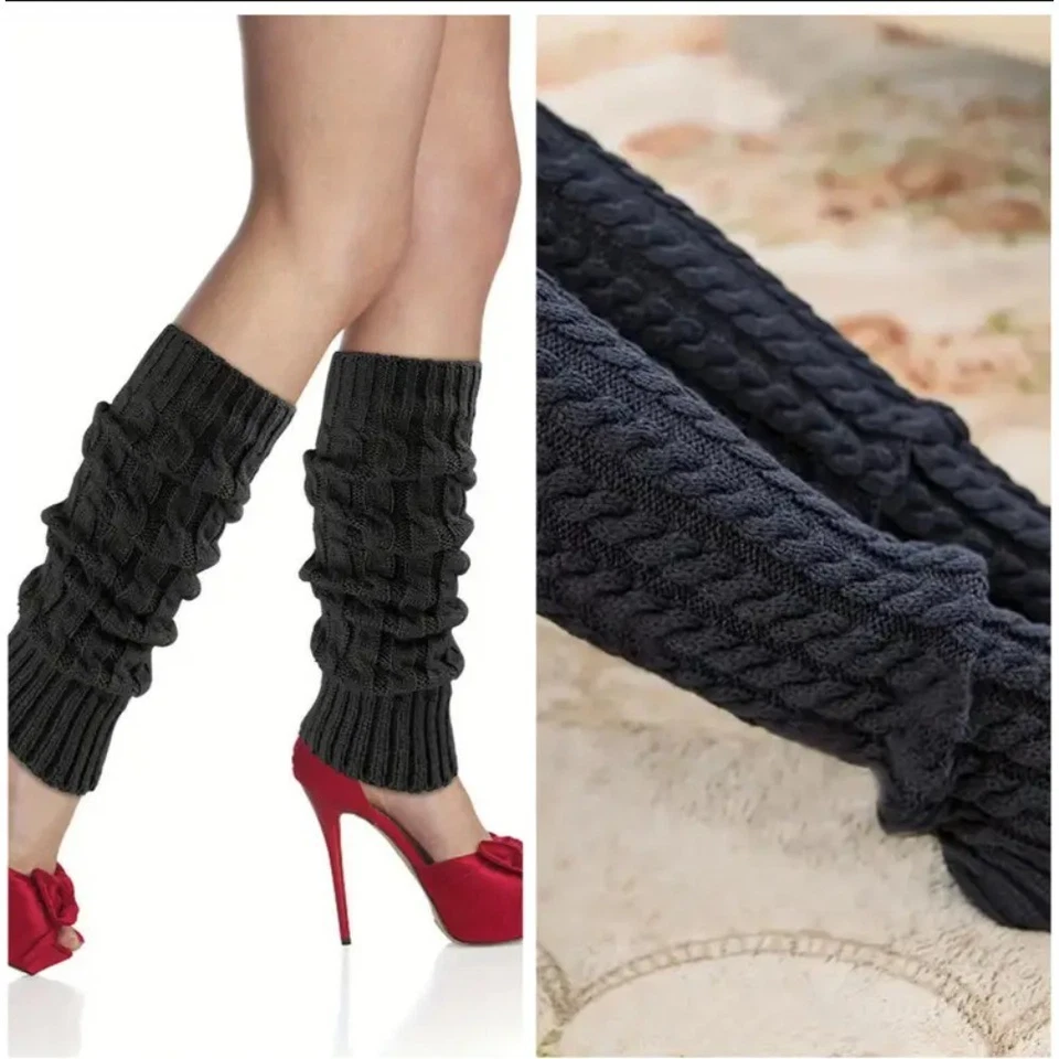 Mujeres Dama Calentadores de Piernas Invierno Cálido Largo Bota Calcetines Cable Tejido Hasta la Rodilla Leggings Foto 4 de 4