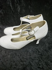 Mary Jane Flapper Shoes 1920's Style Funtasma White size 6 gatsby NEW