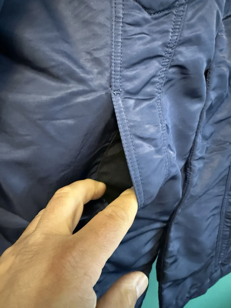 Levi's Nylon Trucker Jacket Mens Medium Padded Jacket Shiny Deep Blue 10570