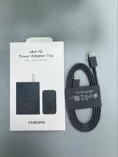 65W PD3 Trio Power Adapter Ultra Fast Wall Charger with USB-C Cable for Samsung